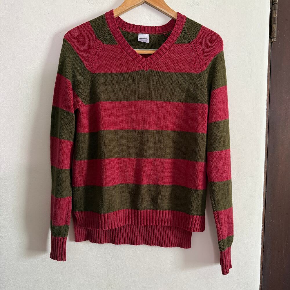 Cotton Blend Knit Striped Freddy Krueger Style Sweater | Size Small